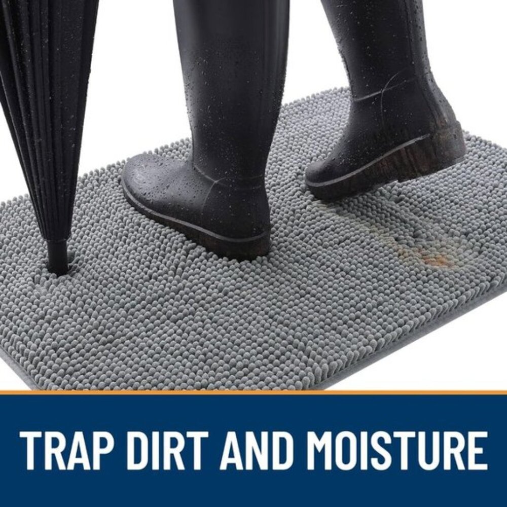 New Dog Door Mat for Muddy Paws 30x20, Absorbent, Non-Slip & Washable Grey Mat - Picture 2 of 8